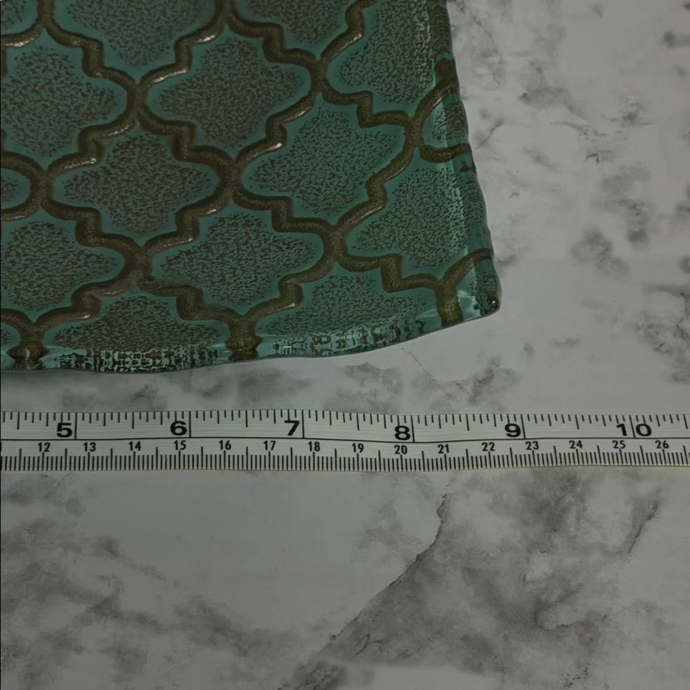 Elegant Teal Decorative Glass Tray